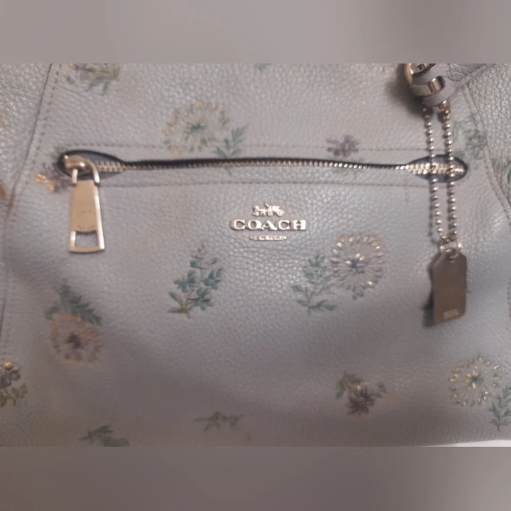 Coach Floral Meadow Print Blue Crossbody Hand Bag Y2K - Picture 11 of 12
